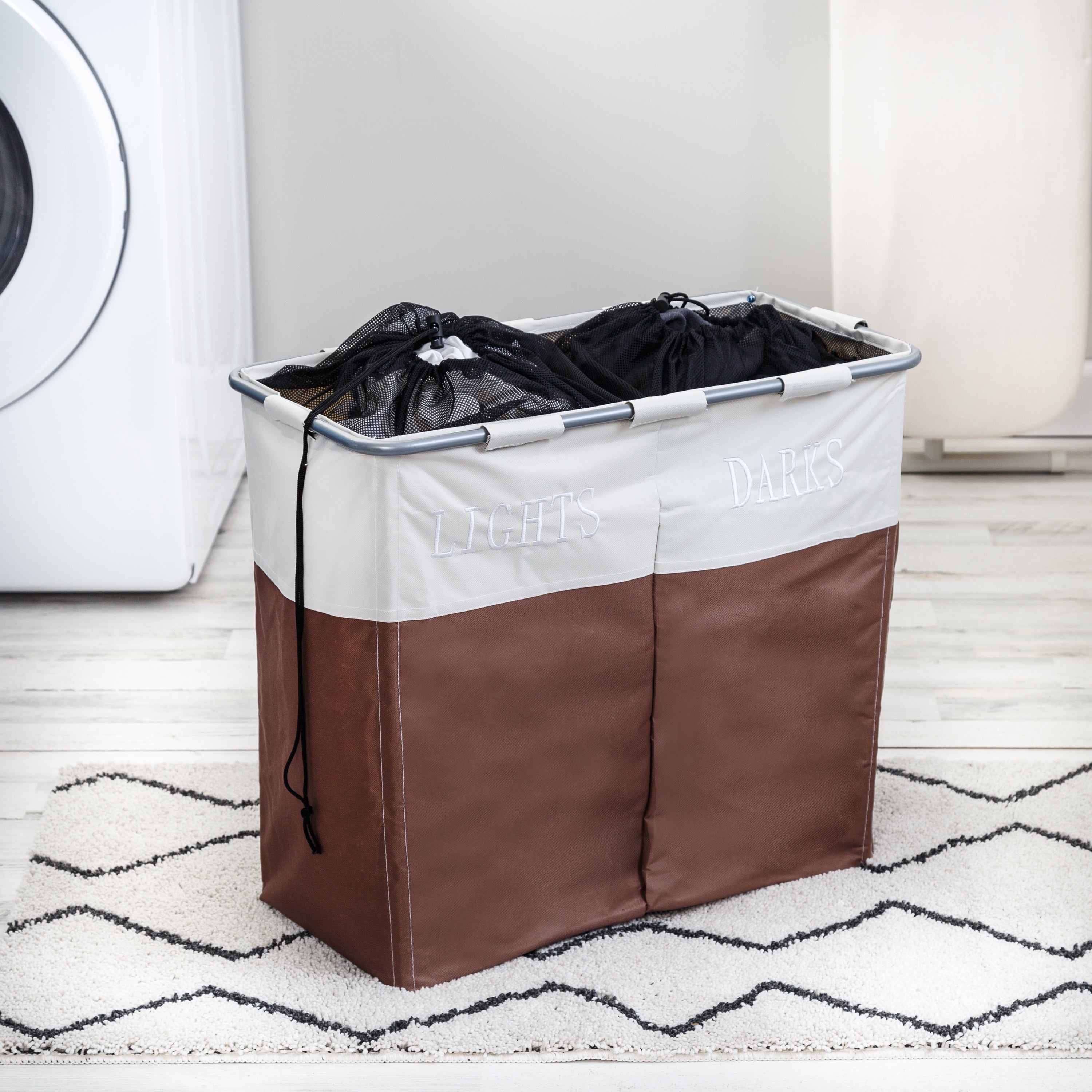  Honey-Can-Do Double Clothes Sorting Hamper - Brown - Bonton