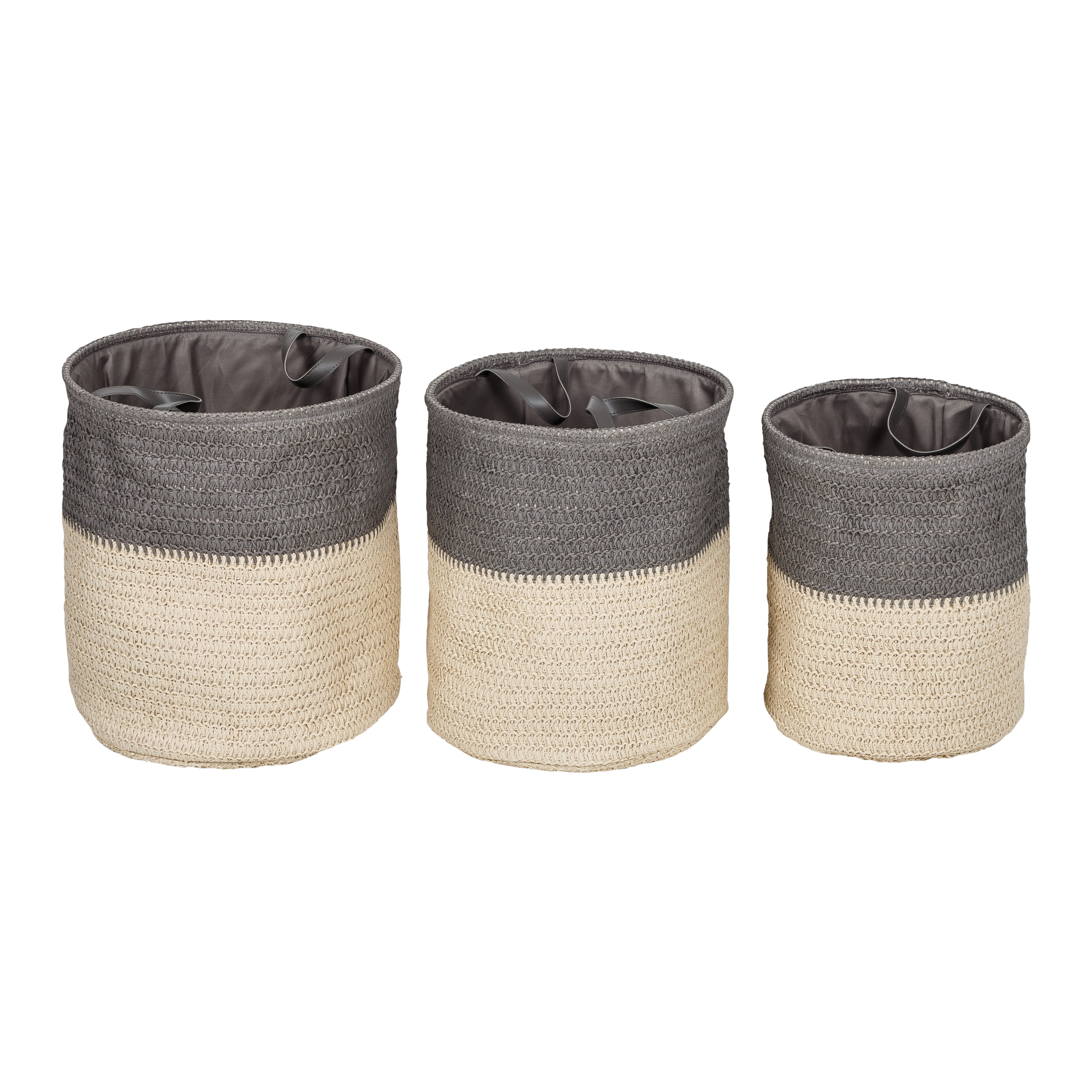  Honey-Can-Do Set of 3 Flexible Laundry Baskets with Handles - Natural - Bonton