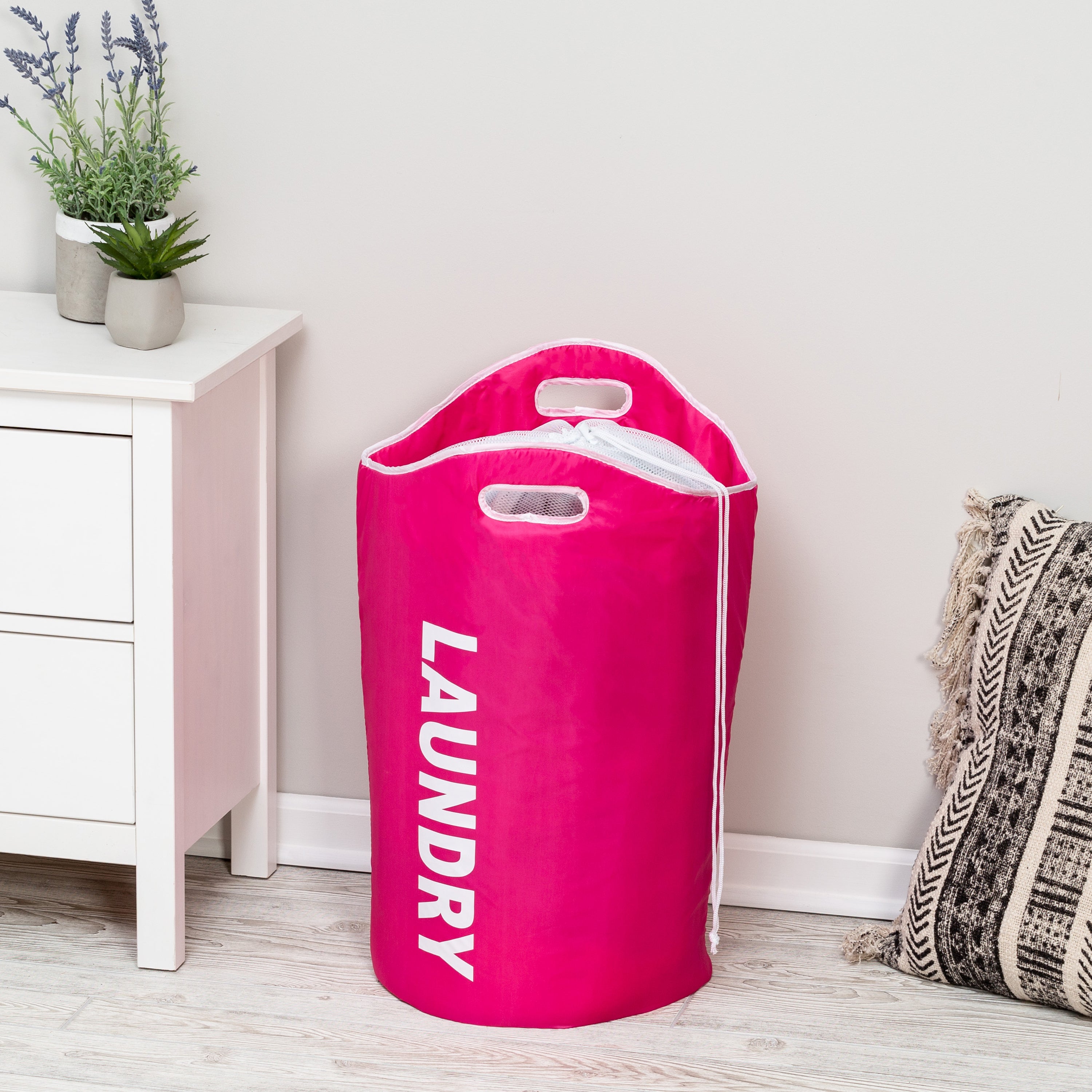  Honey-Can-Do Graphic Laundry Basket with Handles - Pink - Bonton