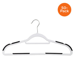 Rubber Grip No-Slip Plastic Hangers, 50-Pack