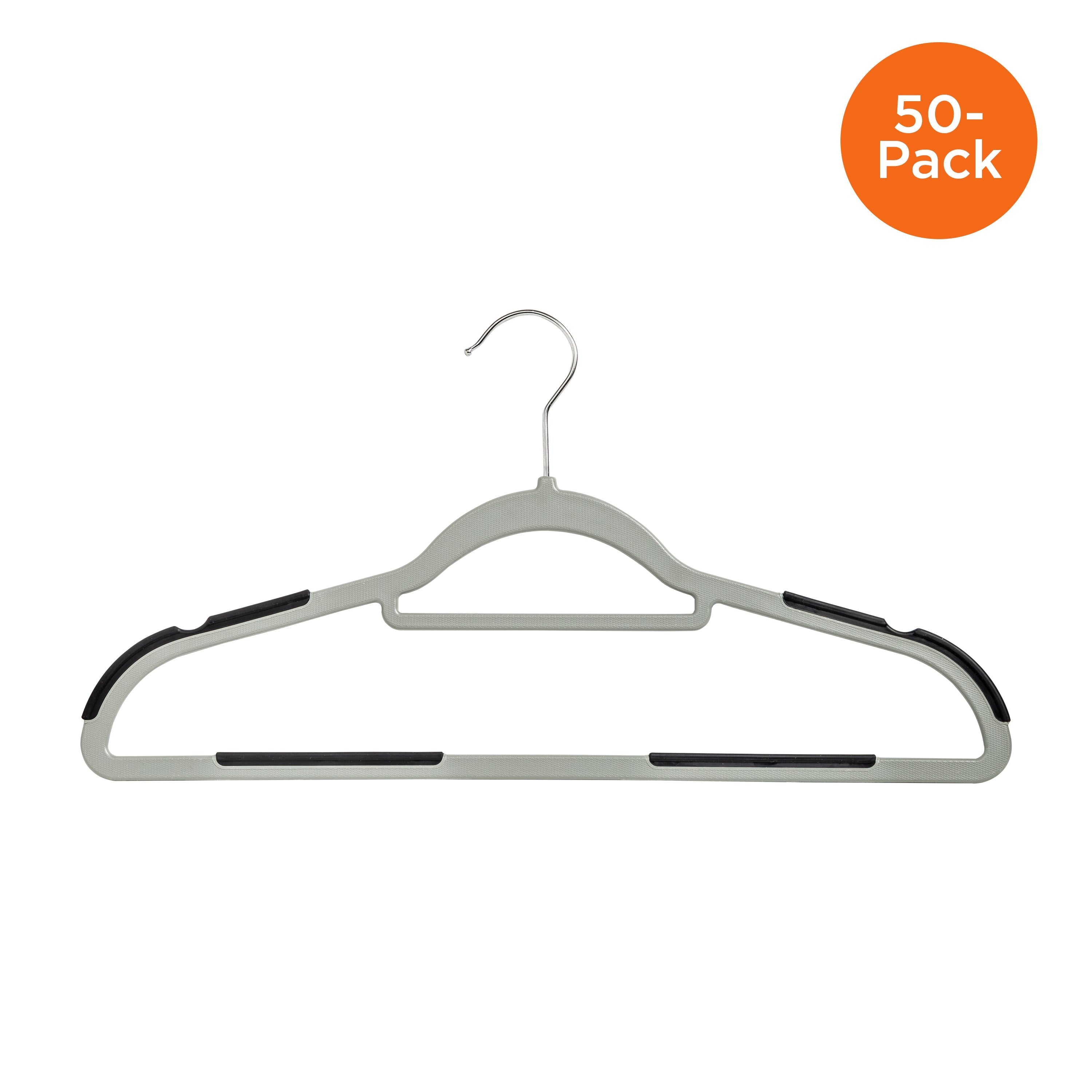  Honey-Can-Do Rubber Grip No-Slip Plastic Hangers, 50-Pack - Grey - Bonton