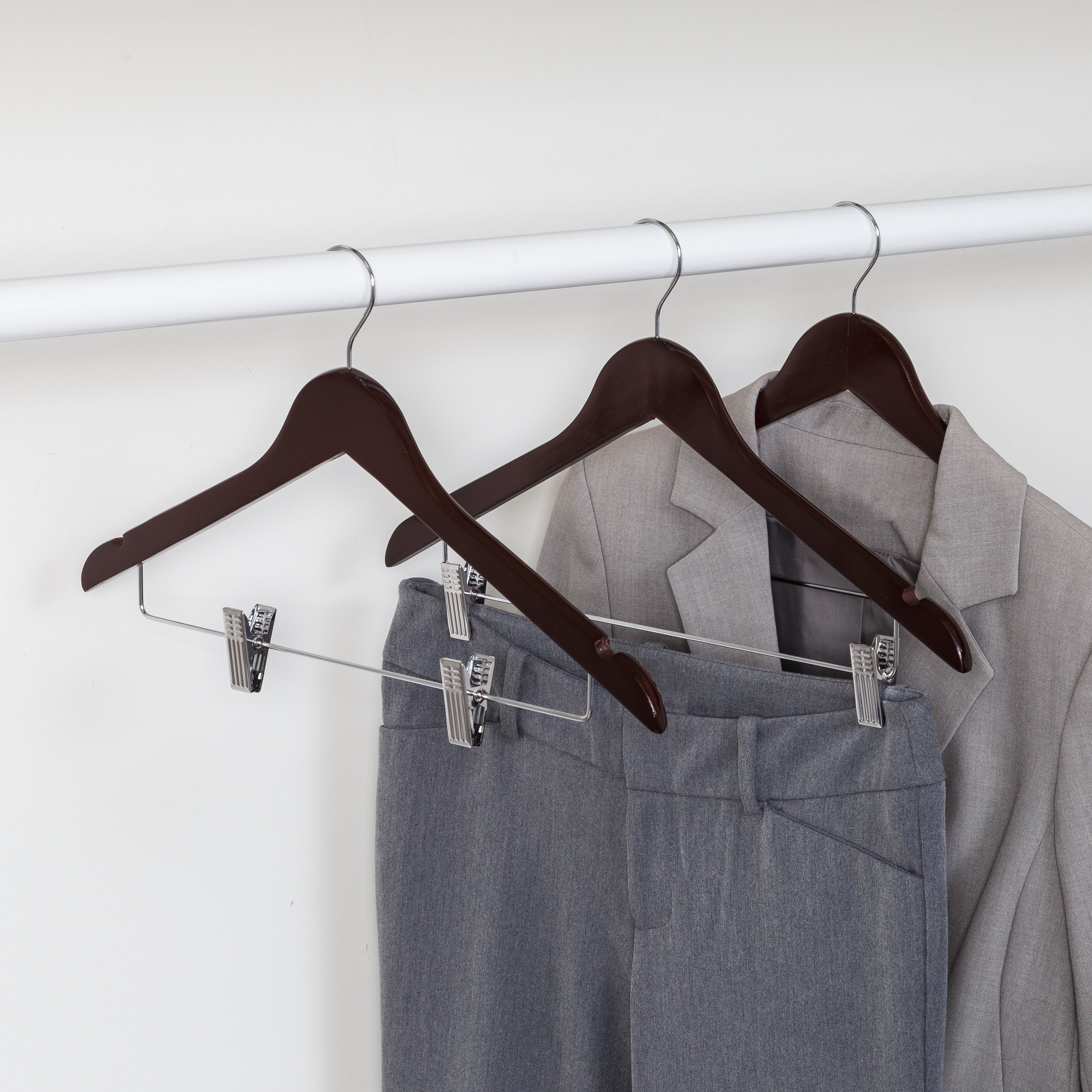  Honey-Can-Do Cherry Wood Suit Hangers, 12 Pack - Natural - Bonton