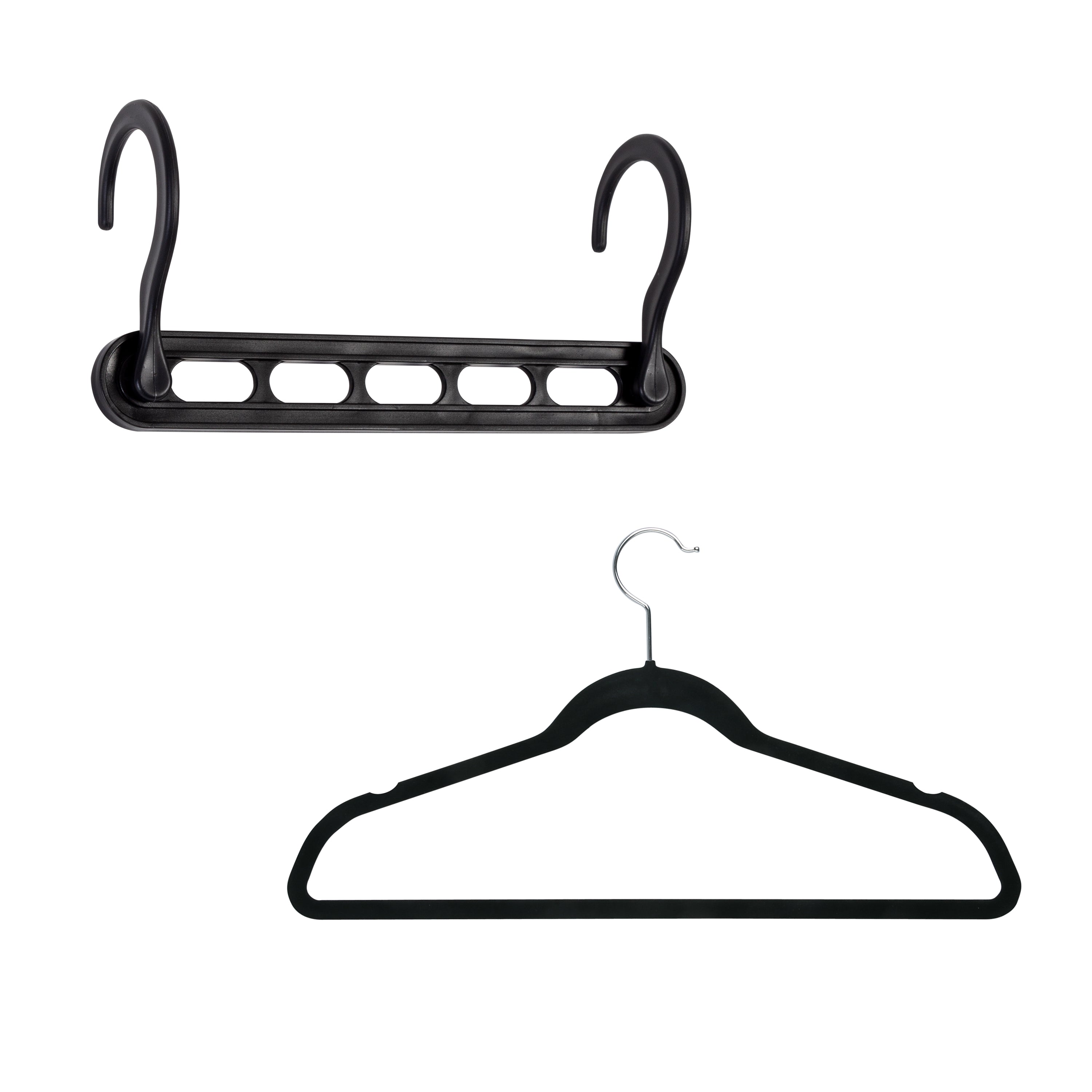  Honey-Can-Do Set of 5 Collapsible Hangers and 50 Velvet Non-Slip Hangers - Black - Bonton