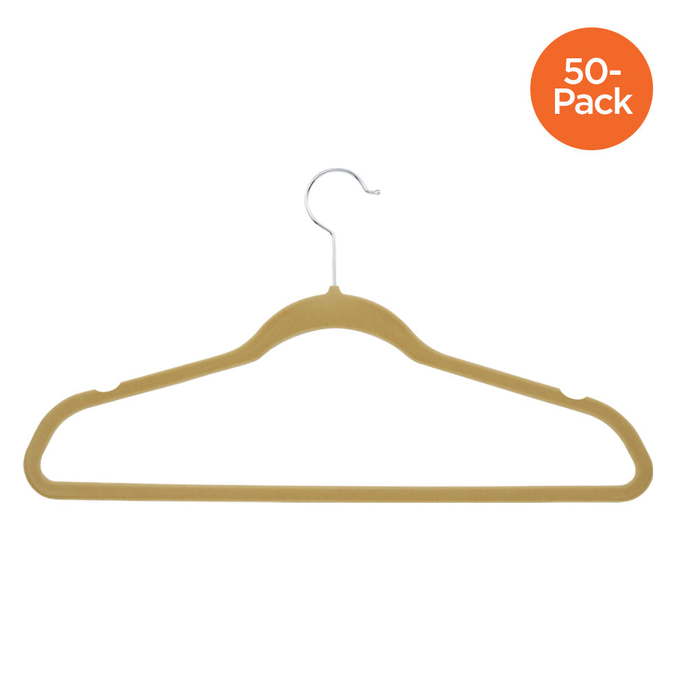  Honey-Can-Do Slim-Profile Non-Slip Velvet Hangers, 50-Pack - Black - Bonton