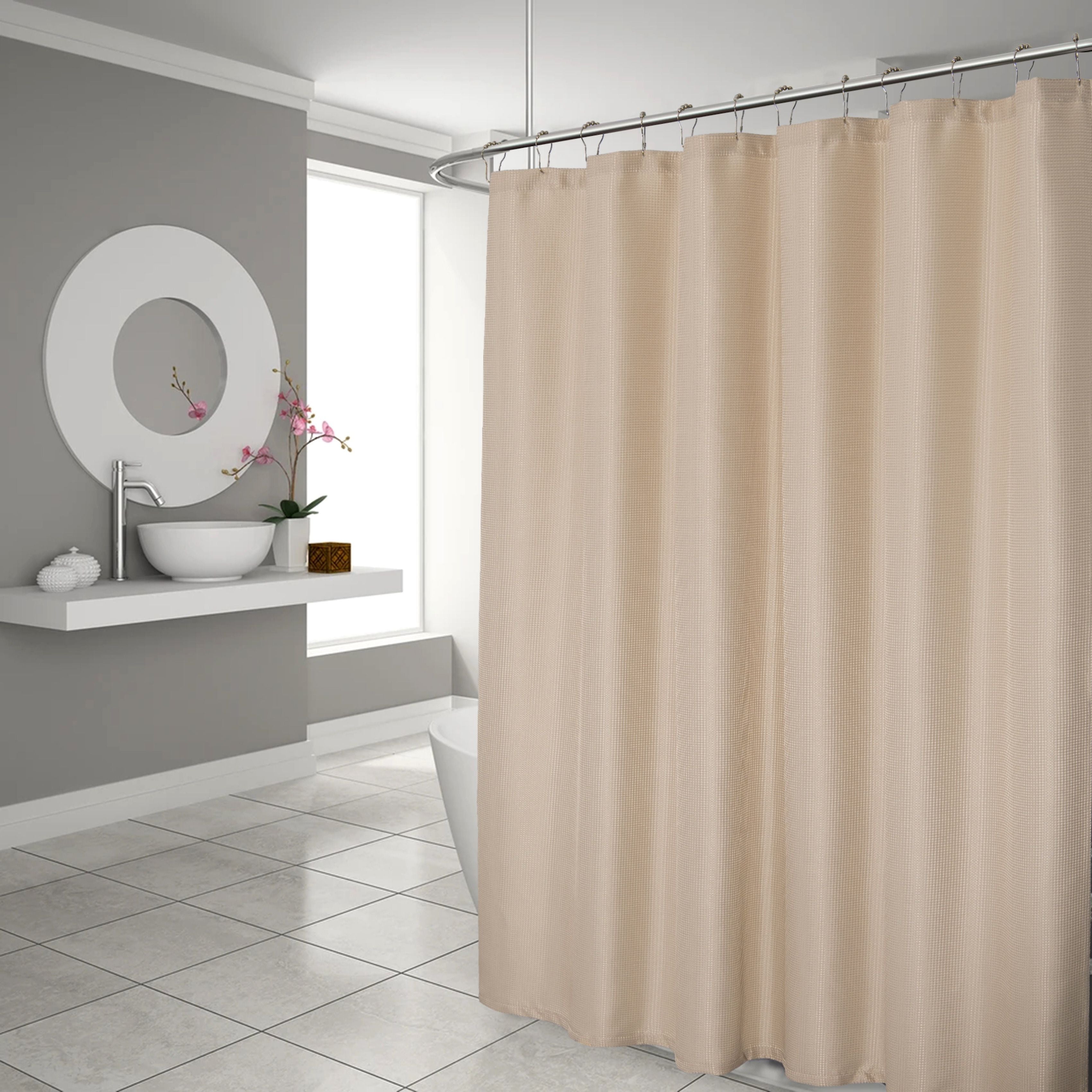  Dainty Home Hotel Collection Waffle Shower Curtain - Silver - Bonton