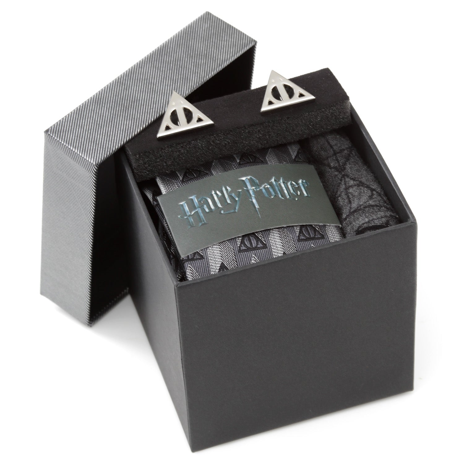  Cufflinks Deathly Hallows Gray Necktie Gift Set - Default Title - Bonton