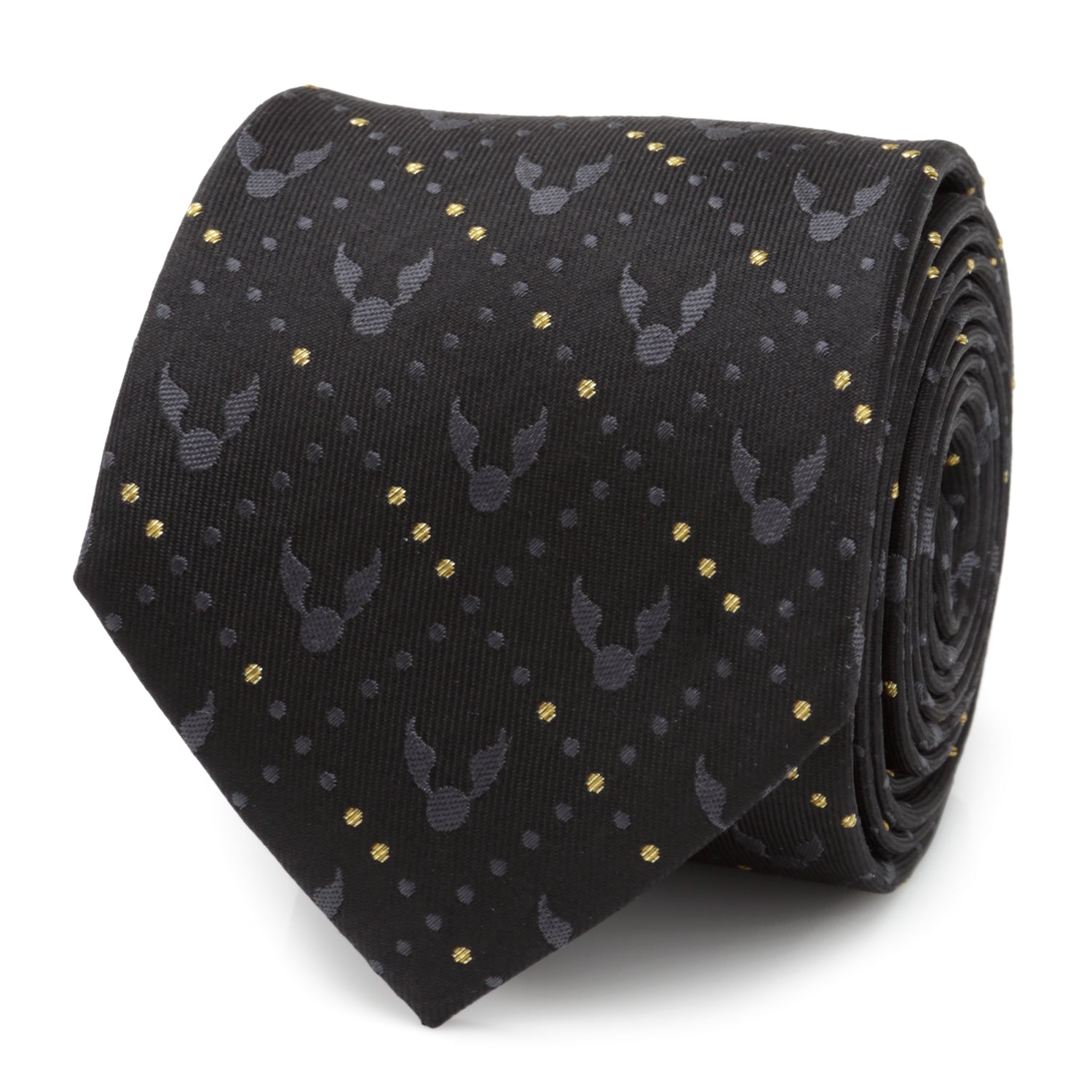  Cufflinks Golden Snitch Black Silk Men's Tie - Default Title - Bonton