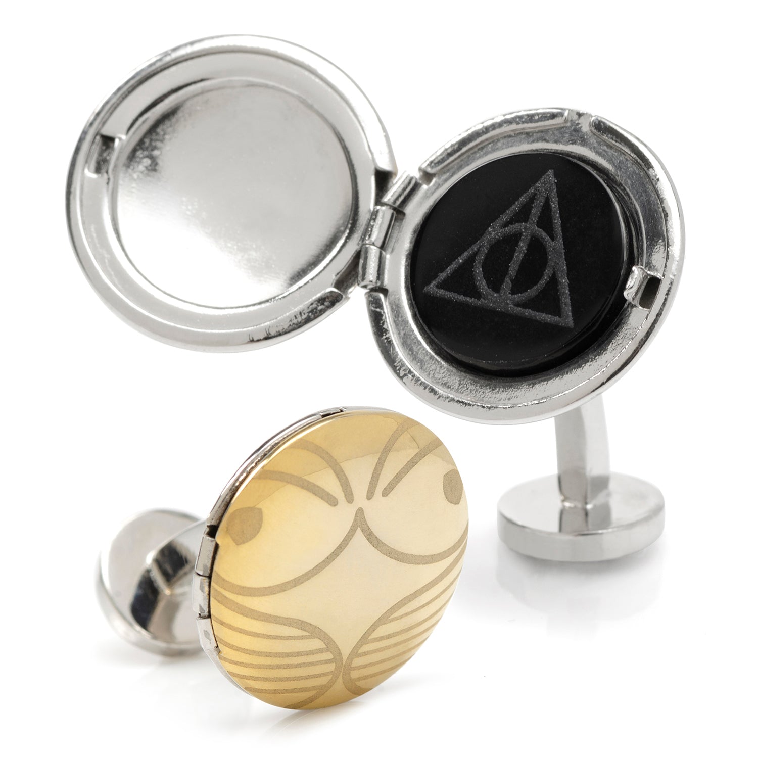  Cufflinks Golden Snitch Hidden Deathly Hallows Locket Cufflinks - Default Title - Bonton