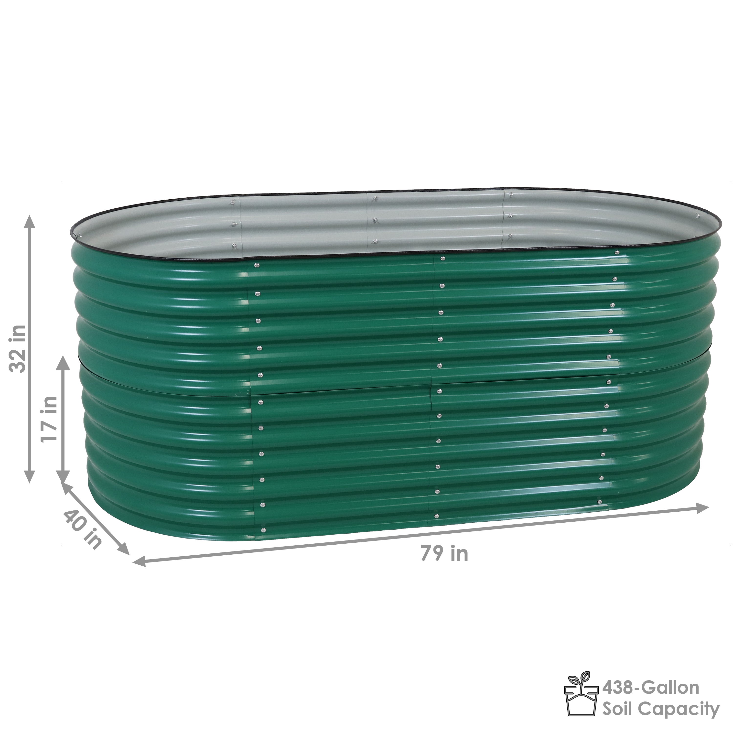  Sunnydaze Decor Large Oval Steel Raised Garden Bed - Green - Bonton