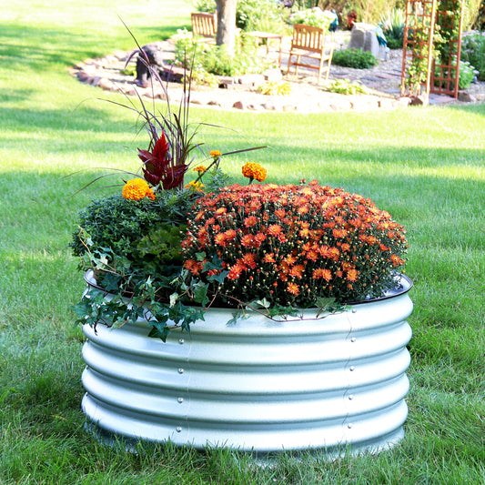 Circular Raised Garden Bed - Galvalume Steel Planter Box with Rubber Edge Trim - 17.25" H