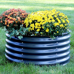 Circular Raised Garden Bed - Galvalume Steel Planter Box with Rubber Edge Trim - 17.25" H