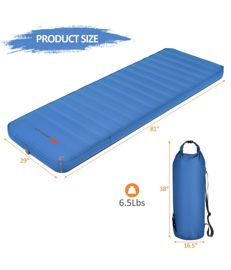 Folding Self Inflating Camping Sleeping Mattress With Carrying Bag Blue