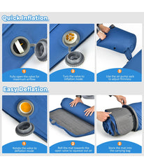 Folding Self Inflating Camping Sleeping Mattress With Carrying Bag Blue