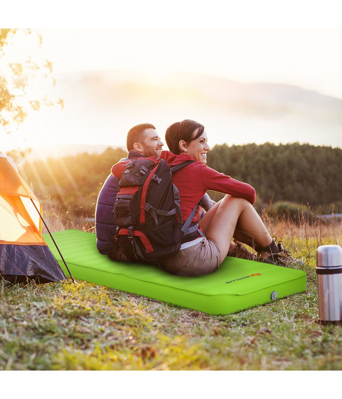 Folding Self Inflating Camping Sleeping Mattress With Carrying Bag Green