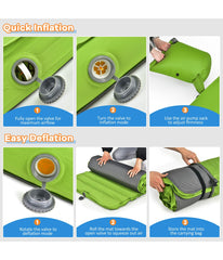 Folding Self Inflating Camping Sleeping Mattress With Carrying Bag Green