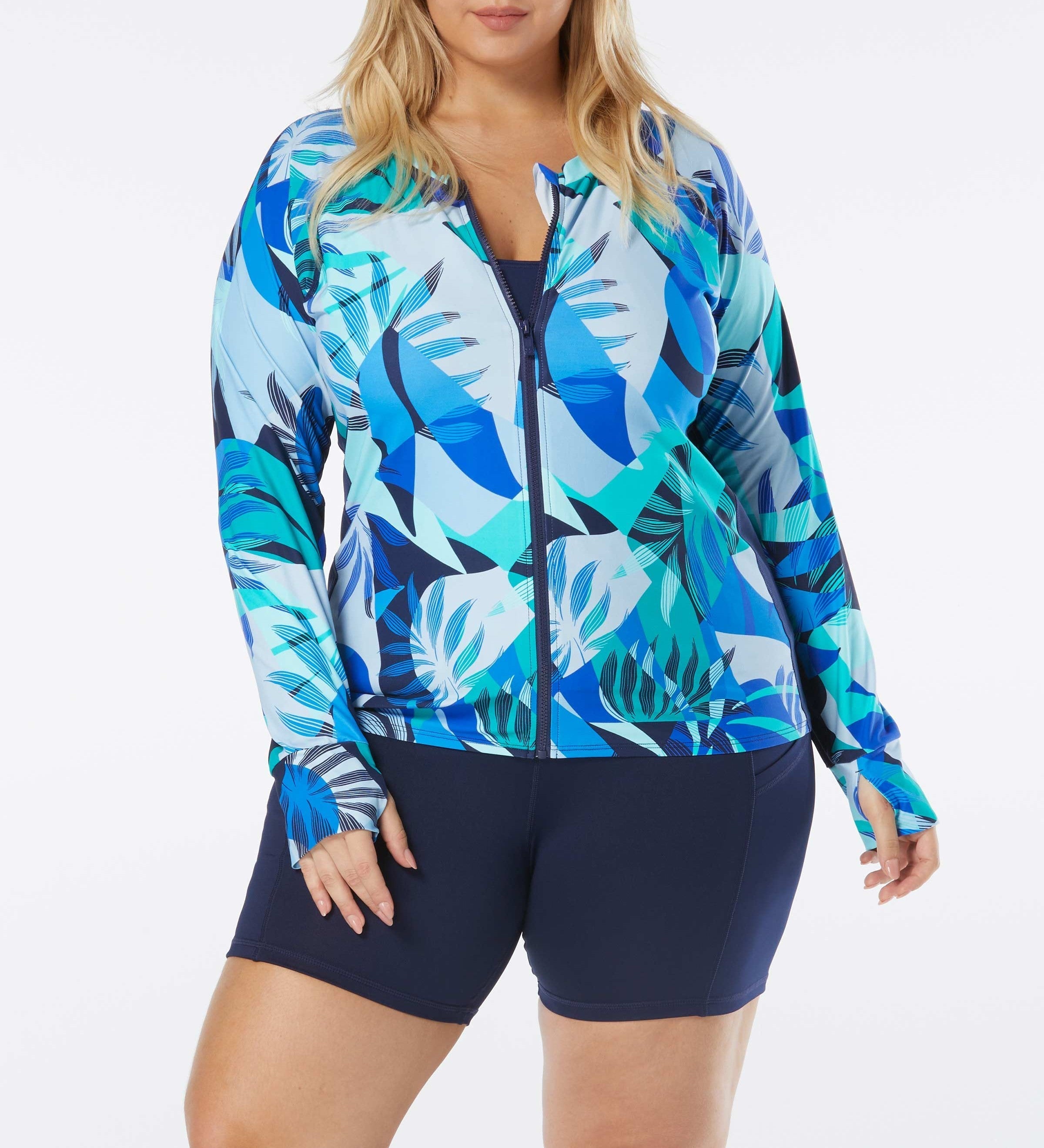  Beach House Ava Zip Front Rash Guard - Admiral - Bonton