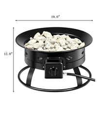 58,000 BTU Propane Patio Portable Fire Pit With Lava Rocks For Camping Events Black