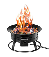 58,000 BTU Propane Patio Portable Fire Pit With Lava Rocks For Camping Events Black