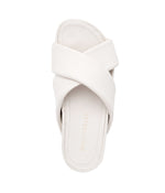 HARRIET Leather Platform Slides Ladies Sandals OFFWHITE