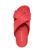 HARRIET Leather Platform Slides Ladies Sandals RED