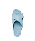HARRIET Leather Platform Slides Ladies Sandals SKY BLUE