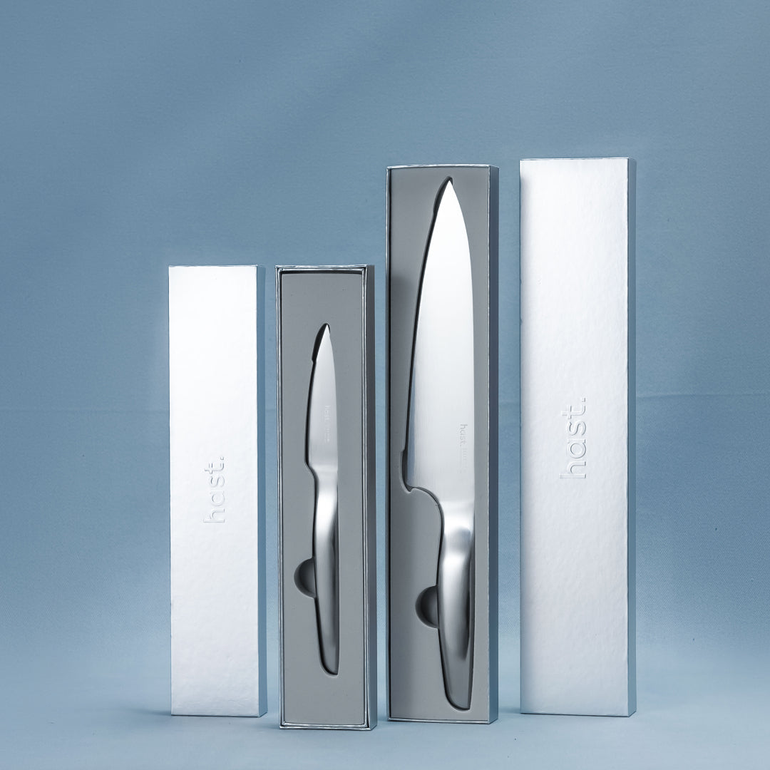  Hast Hast Selection series 2-piece Japanese Steel Knife Set by Hast - Matte Silver - Bonton