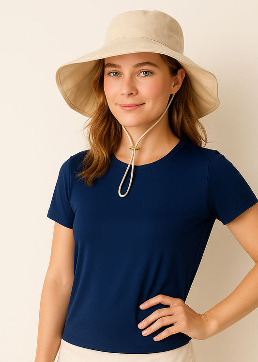 Khaki Reversible Wide Brim Sun Hat