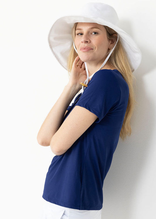 White Reversible Wide Brim Sun Hat