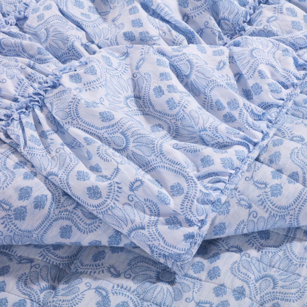  Greenland Home Fashions Helena Ruffle Quilt Set - Blue - Bonton