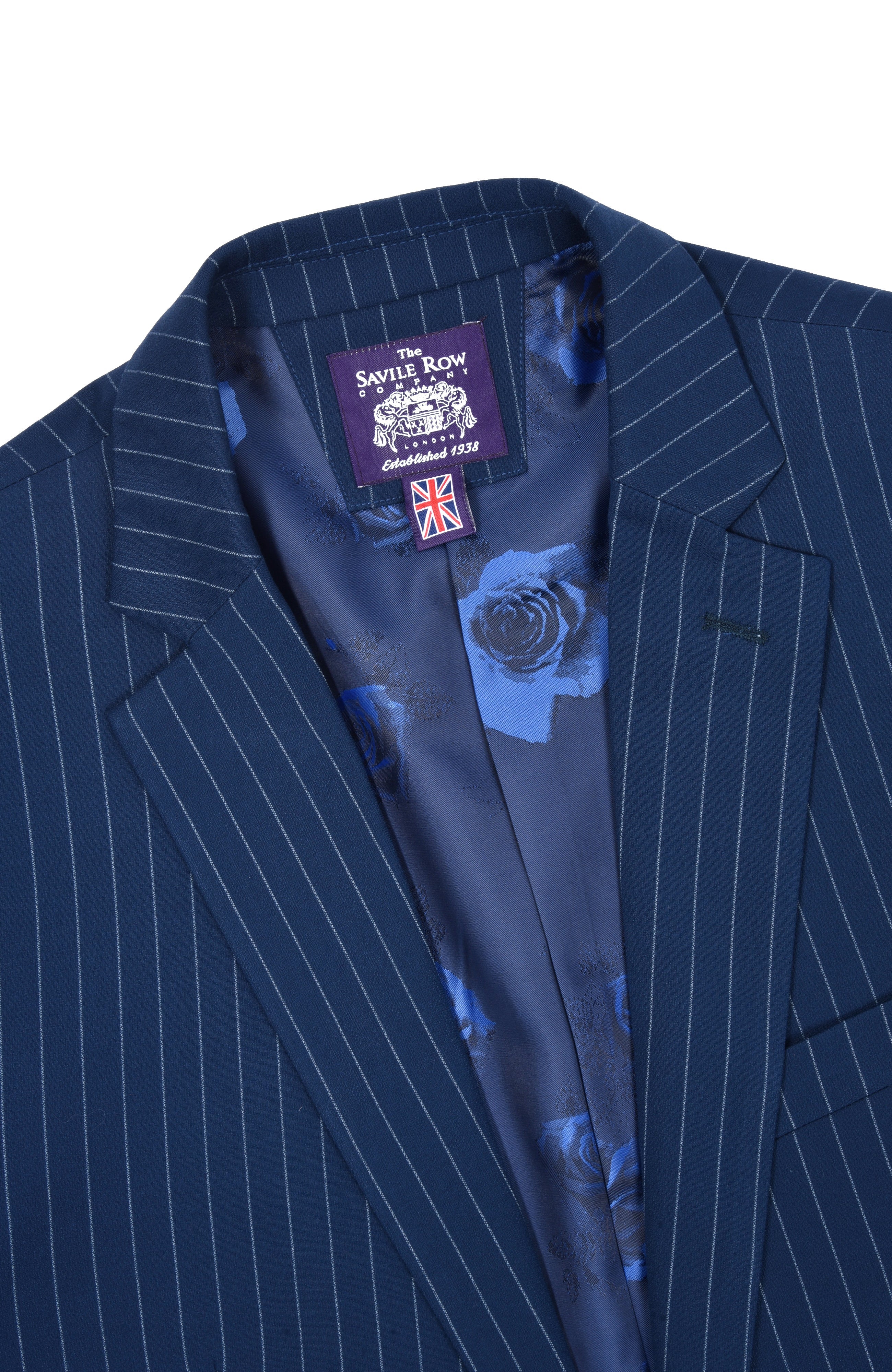  Savile Row Co Hoxton Notch Lapel Navy Chalk Stripe Suit - Navy Chalk Stripe - Bonton