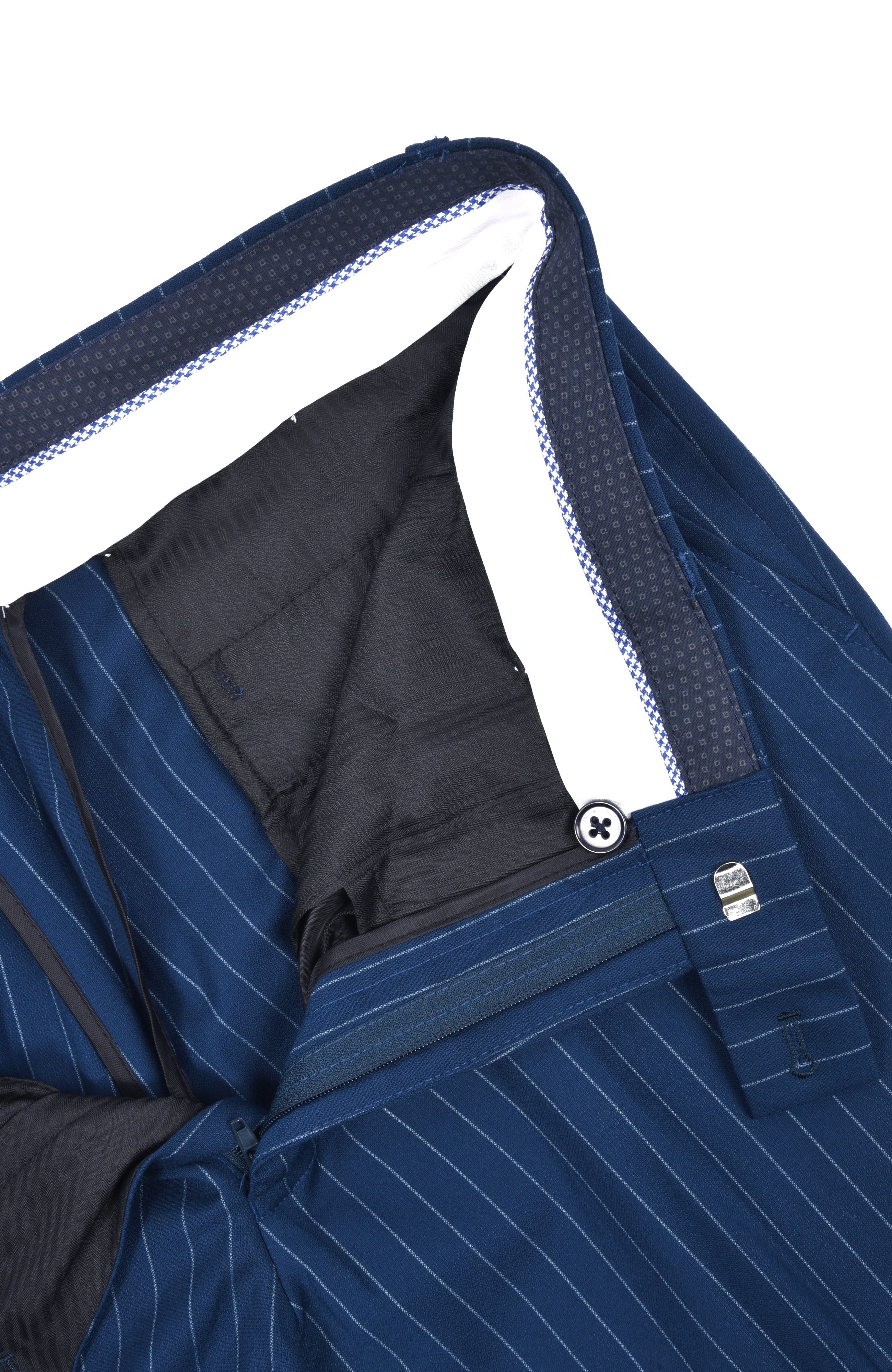  Savile Row Co Hoxton Notch Lapel Navy Chalk Stripe Suit - Navy Chalk Stripe - Bonton