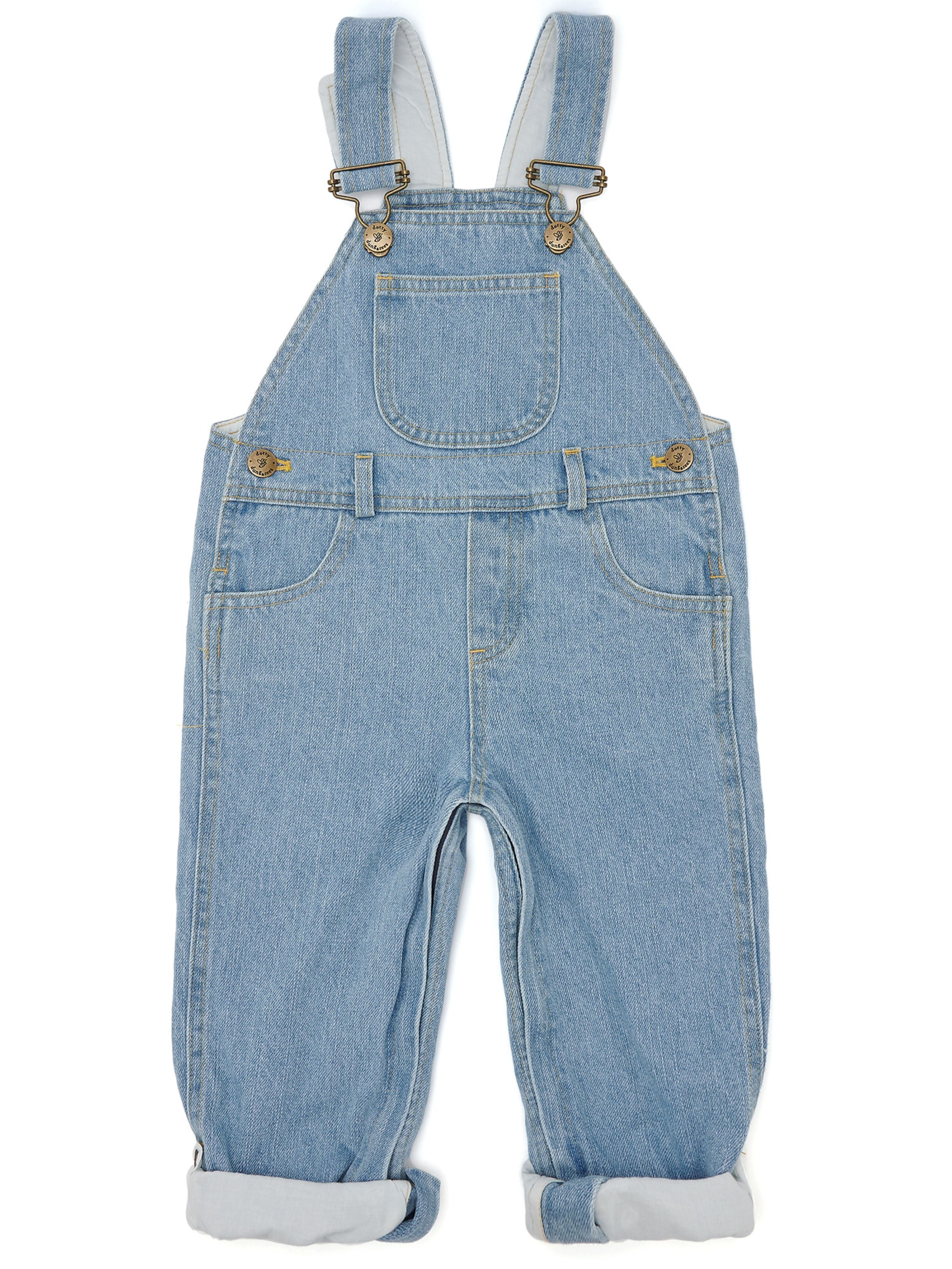  Dotty Dungarees Faded Denim Overalls - Blue - Bonton