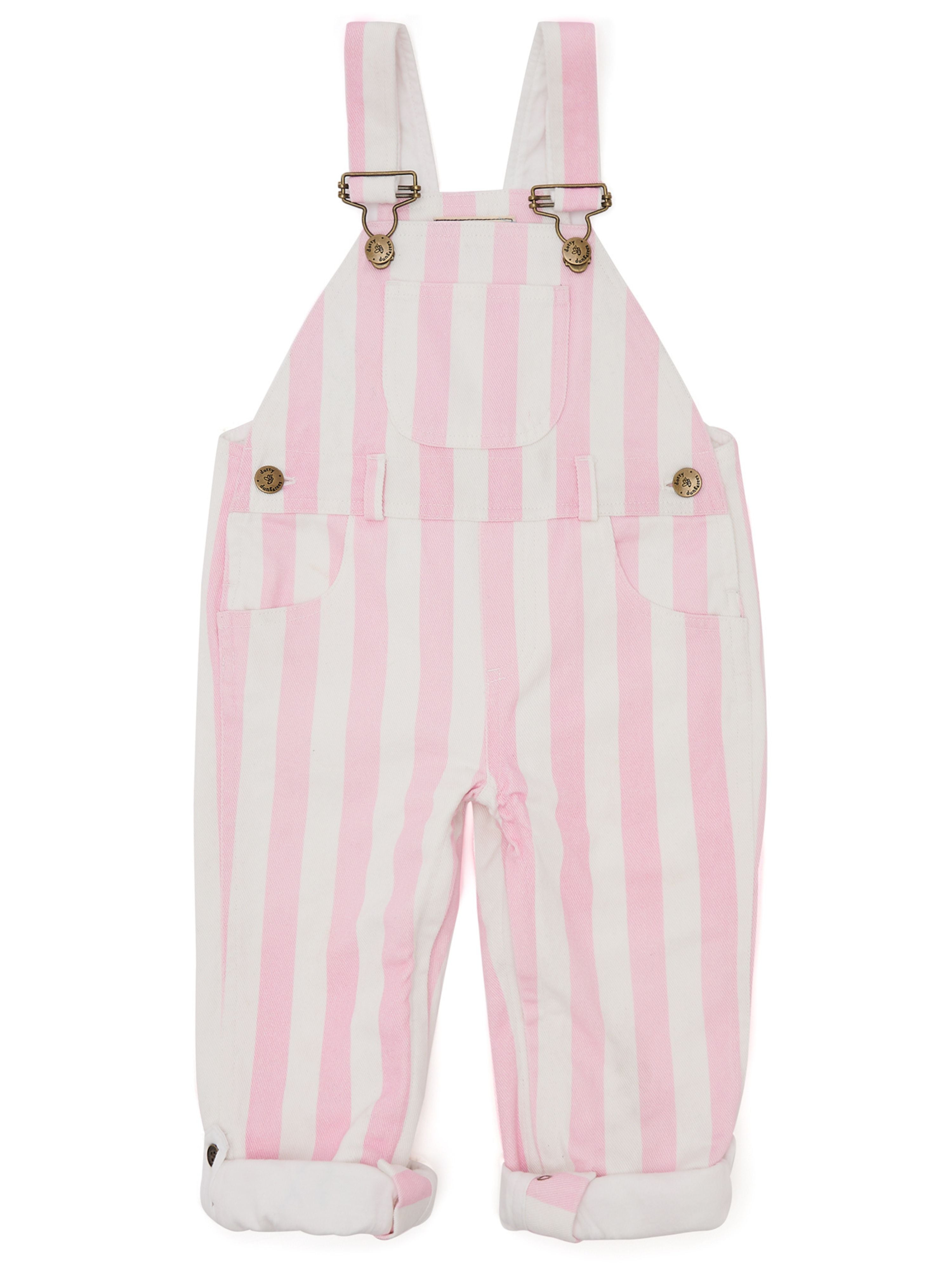  Dotty Dungarees Wide Stripe Denim Overalls - Blue - Bonton