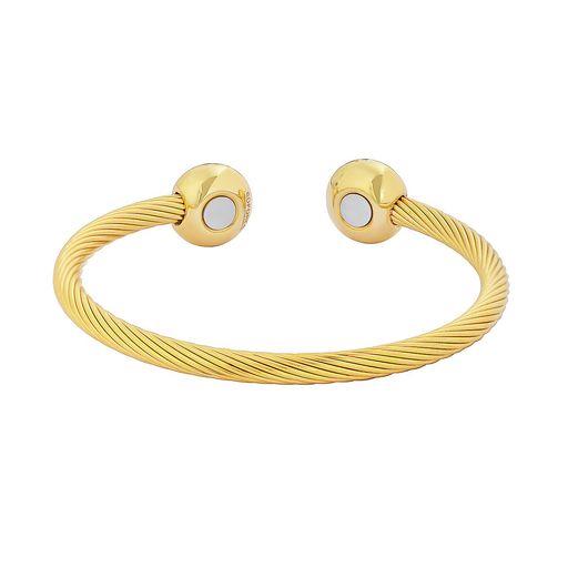  Gemesis Jewels by Edforce Bold Cable Wire Cuff Bracelet - Gold - Bonton