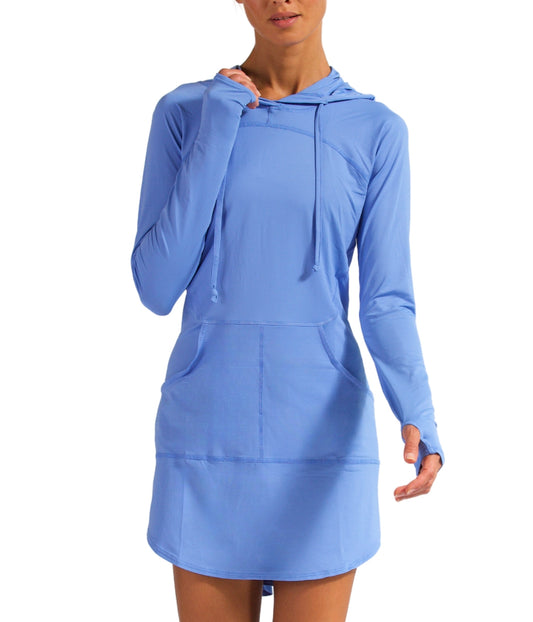 BloqUV Women's UPF 50+ Sun Protection Hoodie Dress-XL-Indigo-1