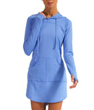 BloqUV Women's UPF 50+ Sun Protection Hoodie Dress-XL-Indigo-1