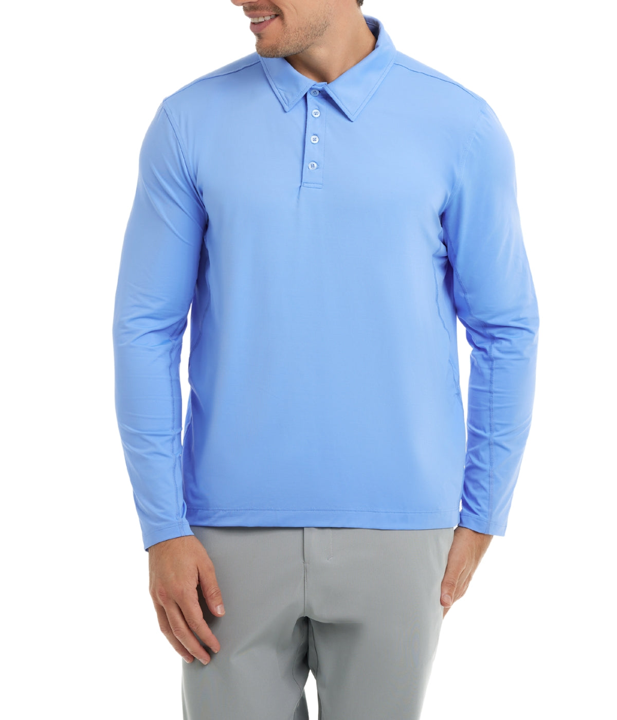  BloqUV BloqUV Men's UPF 50+ Sun Protection Collared Long Sleeve Polo - Indigo - Bonton