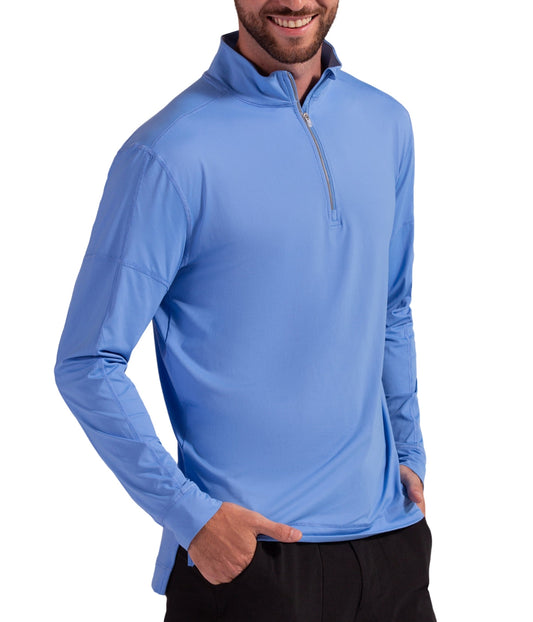 BloqUV Men's UPF 50+ Sun Protection Long Sleeve Mock Zip Top