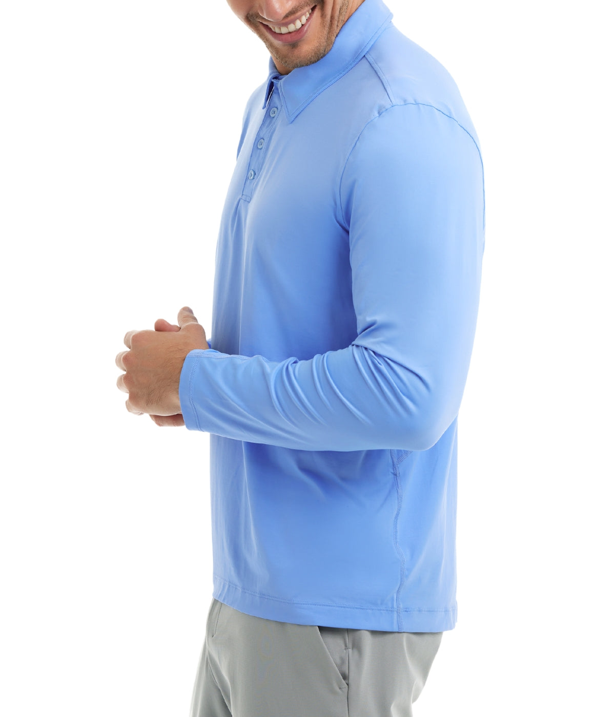  BloqUV BloqUV Men's UPF 50+ Sun Protection Collared Long Sleeve Polo - Indigo - Bonton