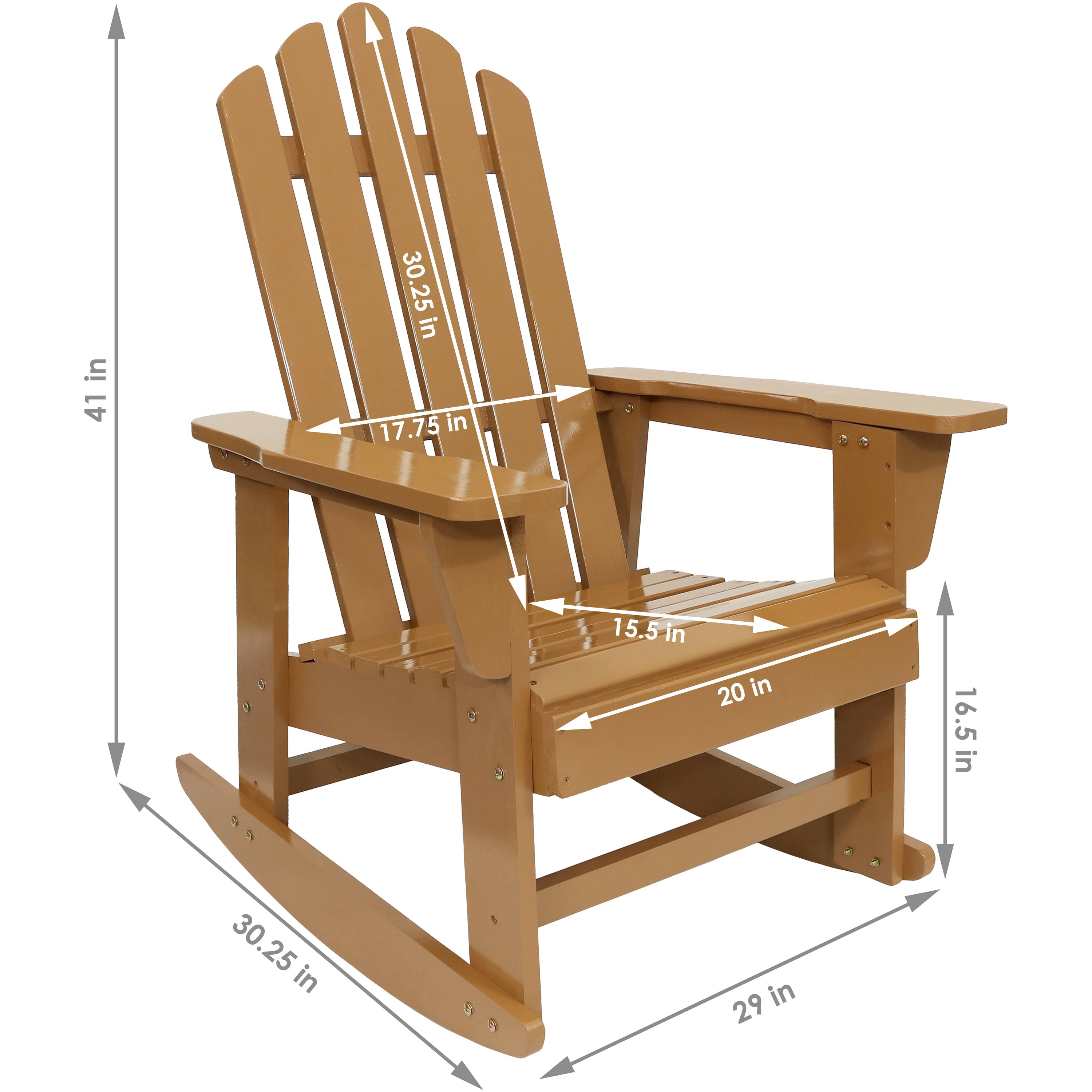  Sunnydaze Decor Natural Fir Wood with Cedar Finish Lounge Adirondack Rocking Chair - Light Brown 2 - Brown - Bonton