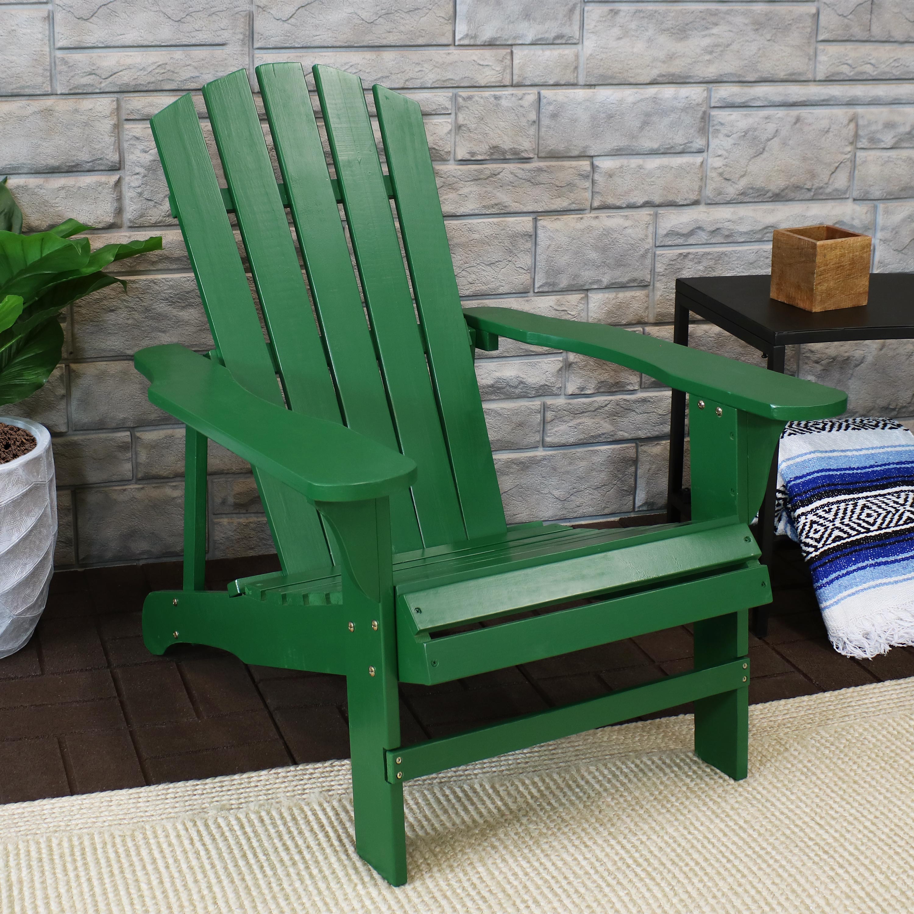  Sunnydaze Decor Coastal Bliss Painted Natural Fir Wood Lounge Adirondack Chair - Navy Blue - Bonton