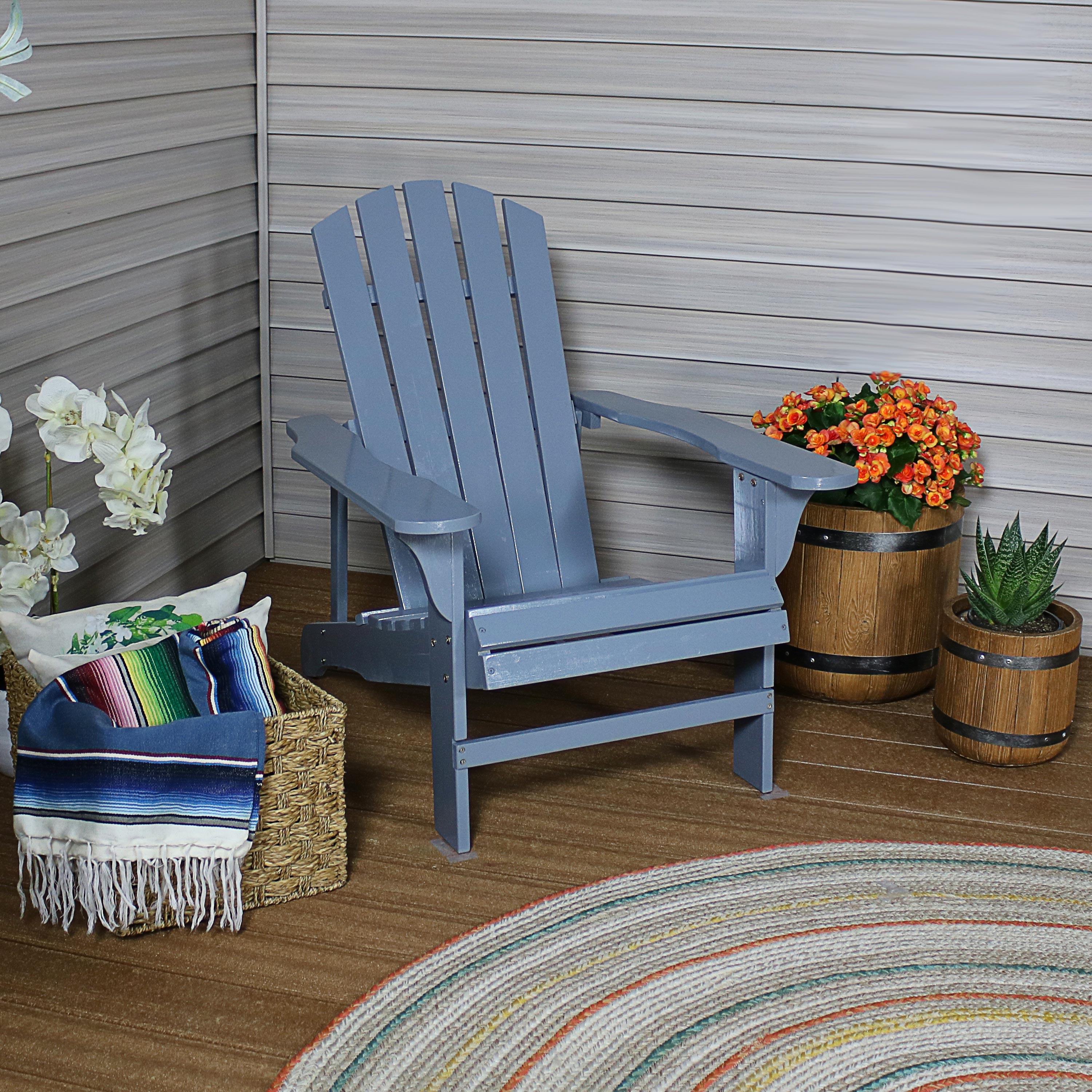  Sunnydaze Decor Coastal Bliss Painted Natural Fir Wood Lounge Adirondack Chair - Navy Blue - Bonton