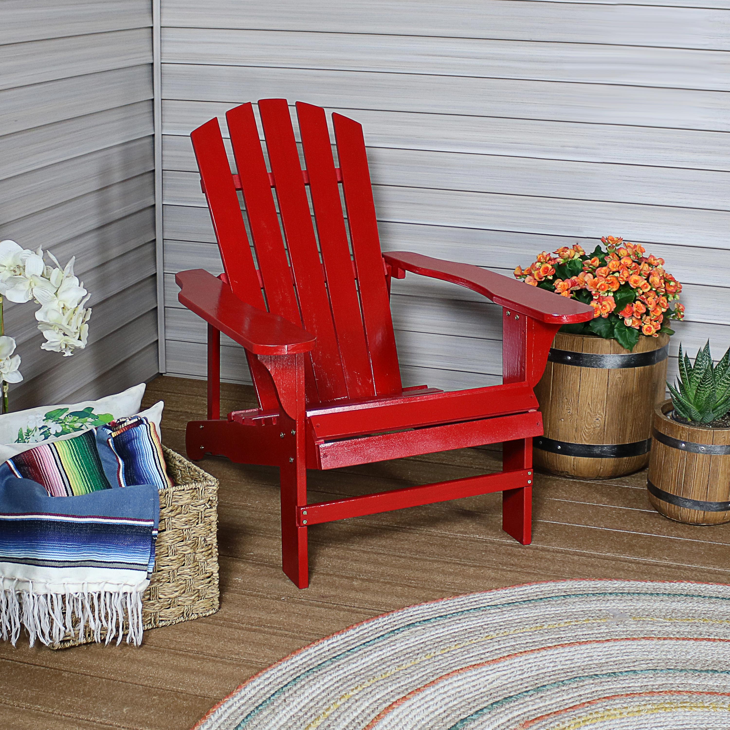  Sunnydaze Decor Coastal Bliss Painted Natural Fir Wood Lounge Adirondack Chair - Red - Bonton