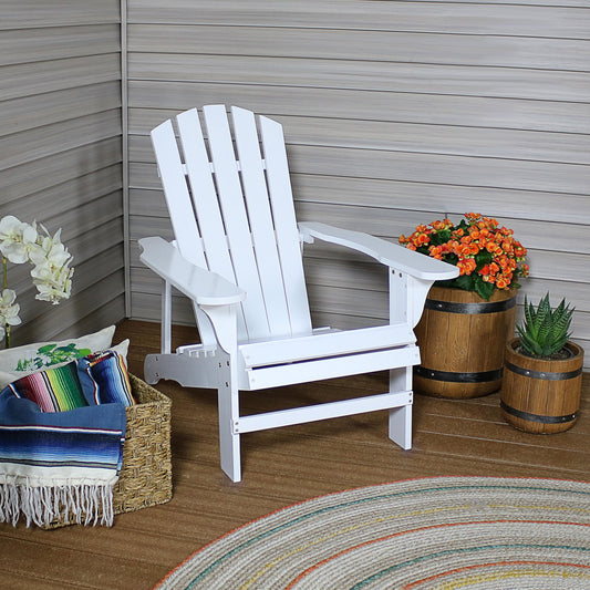 Coastal Bliss Painted Natural Fir Wood Lounge Adirondack Chair