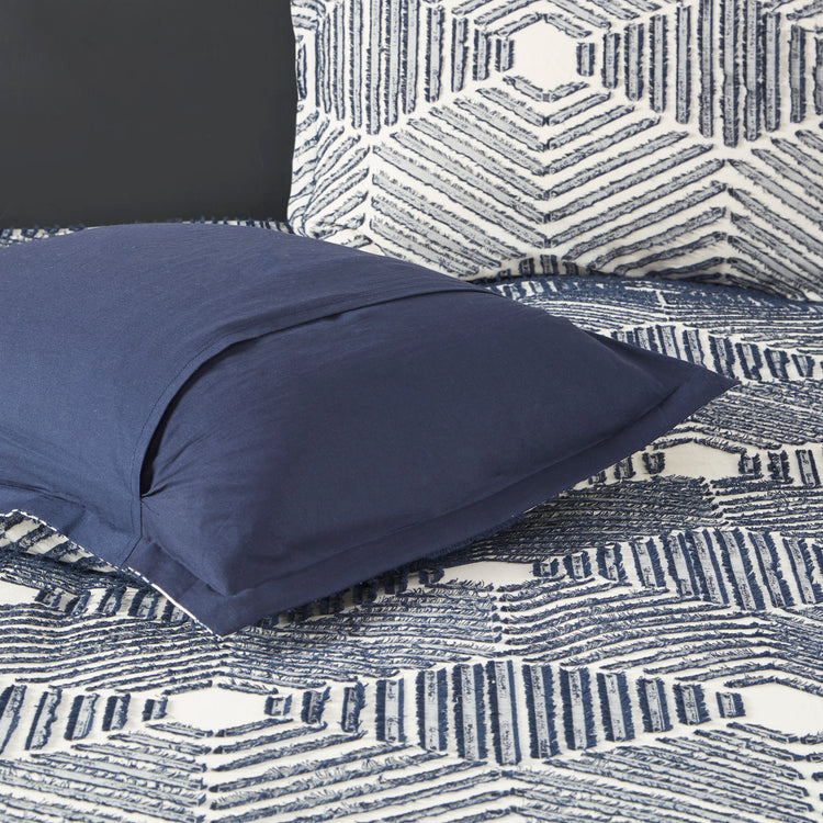 Ellipse Cotton Jacquard Comforter Set Navy