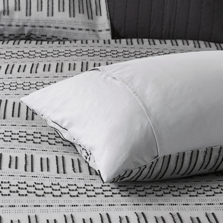 Rhea Cotton Jacquard Comforter Mini Set Grey & Black