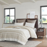Mila 3 Piece Cotton Comforter Set with Chenille Tufting Taupe