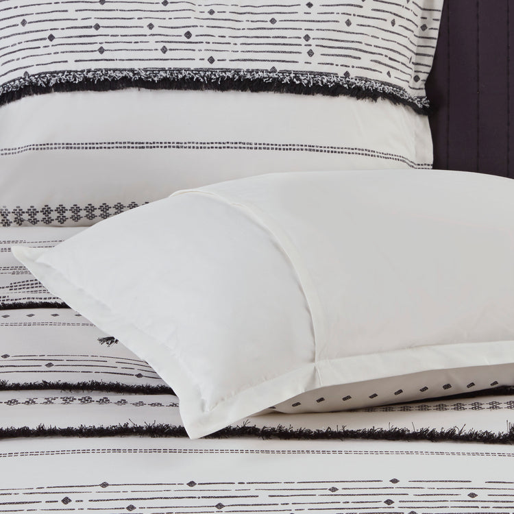 Nea Cotton Printed Comforter Set with Trims Black & White