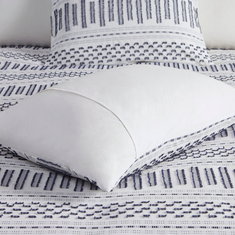 Rhea Cotton Jacquard Comforter Mini Set Off-White & Navy