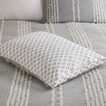 Kara 3 Piece Cotton Jacquard Comforter Set Gray
